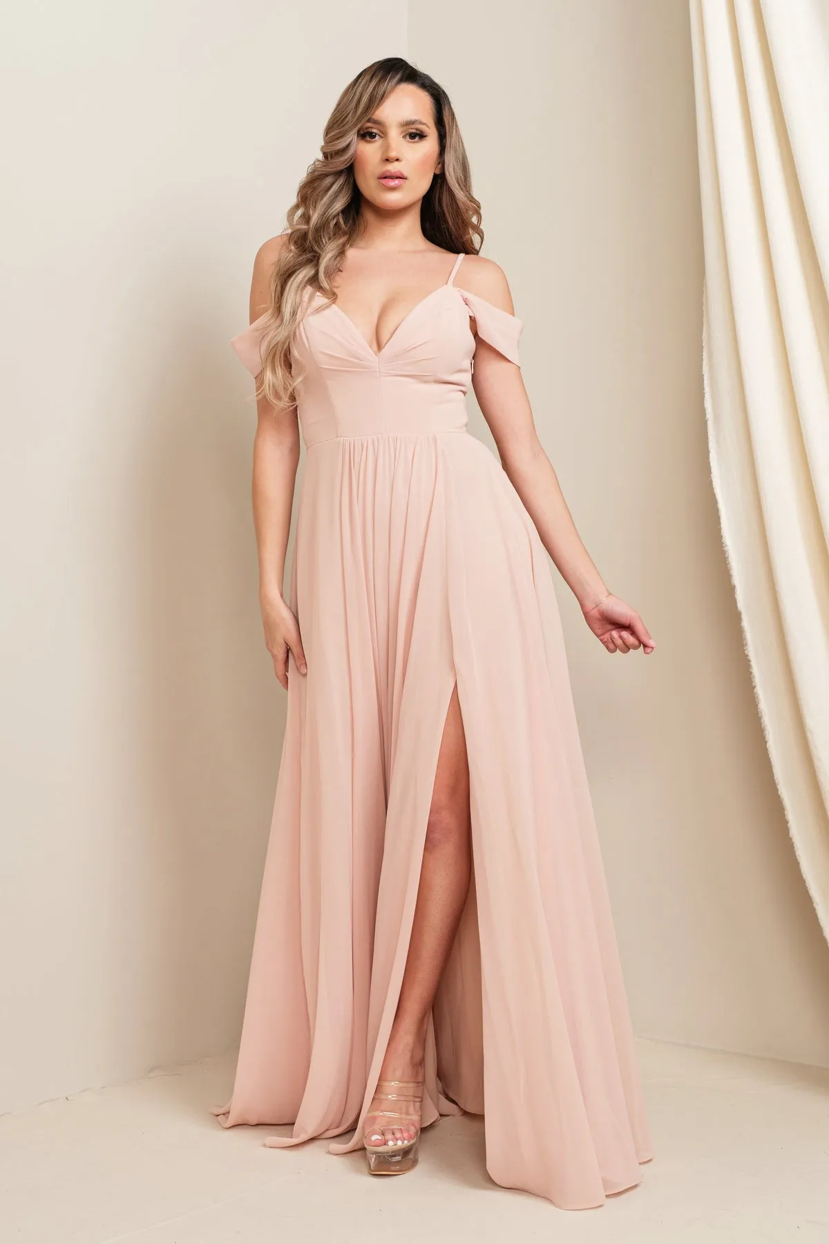 Draped Sleeve with Lace Detail Maxi