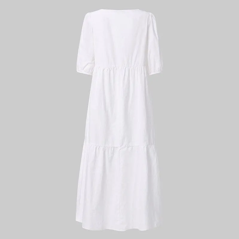 DressBetty - White women Sundresses Puff Sleeve female Dress