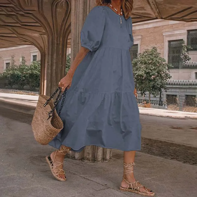 DressBetty - White women Sundresses Puff Sleeve female Dress