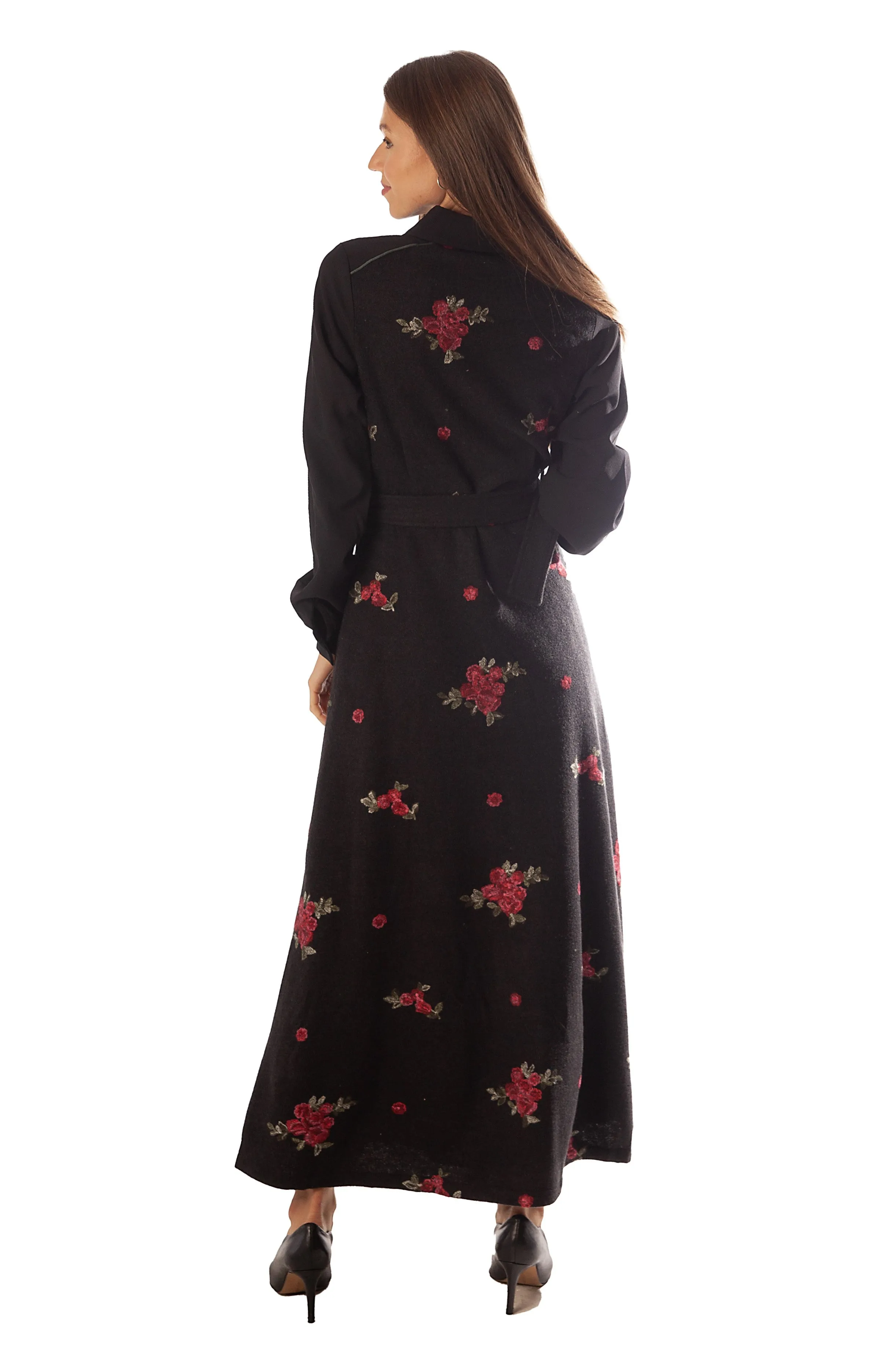 Embroidered Wooly A Line Dress