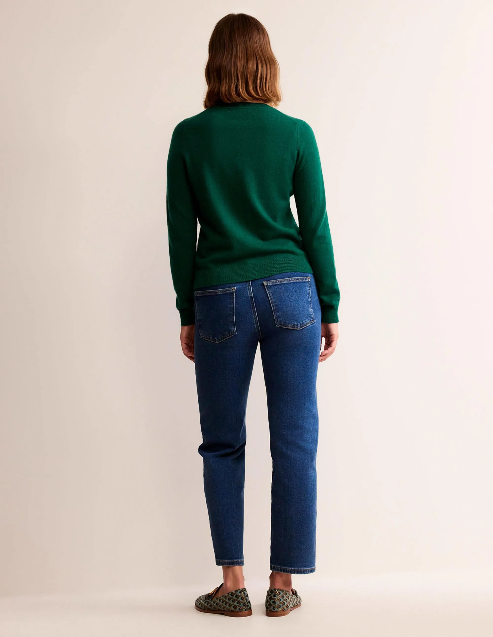 Eva Cashmere Crew Neck Jumper-Deep Forest
