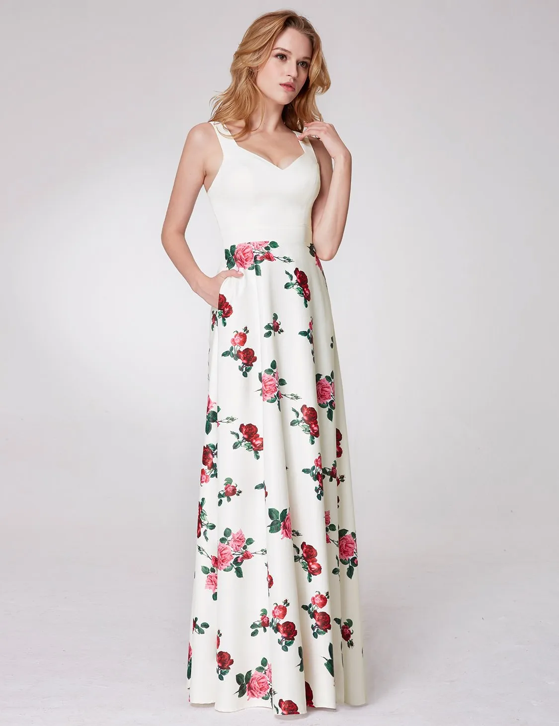 Ever-Pretty Sweetheart A-line Floral Printed Long Prom Dress EP07218