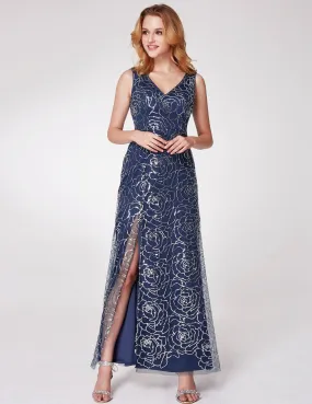 Ever-Pretty V Neck Long Sequins Evening Dress EP07287