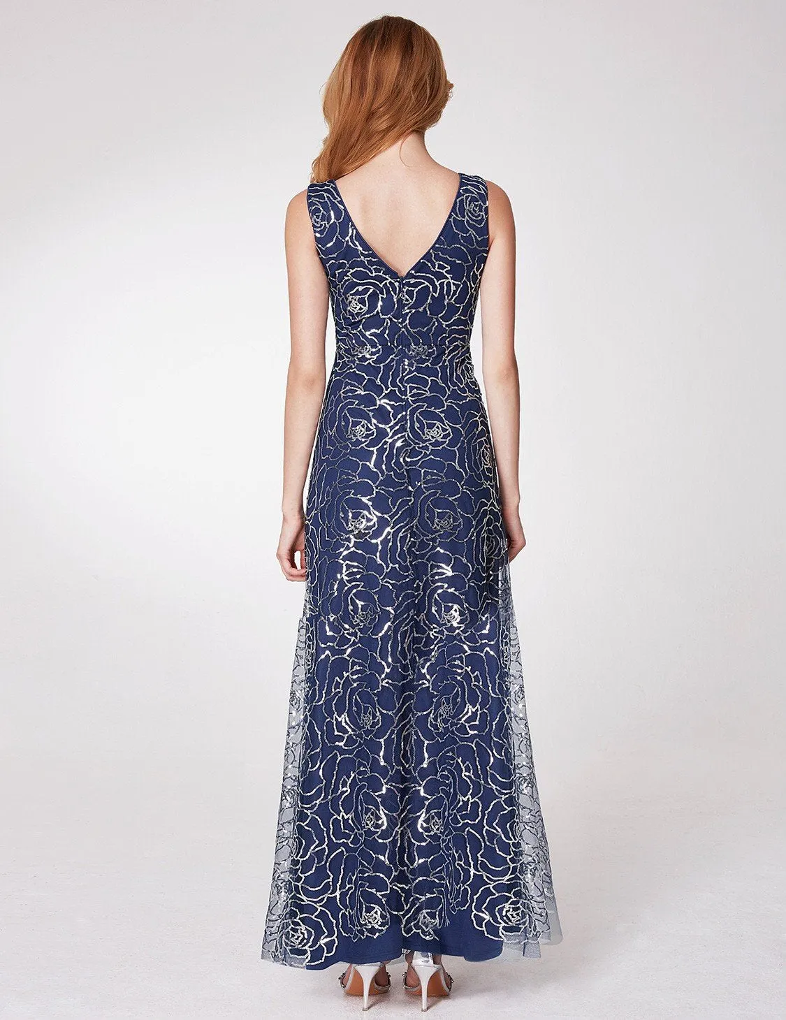 Ever-Pretty V Neck Long Sequins Evening Dress EP07287