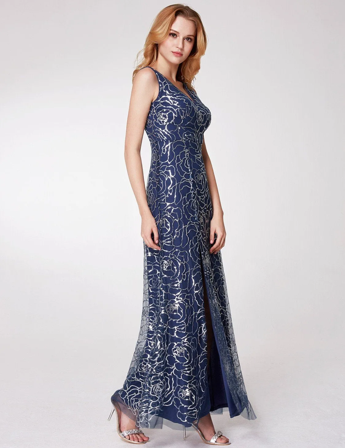 Ever-Pretty V Neck Long Sequins Evening Dress EP07287