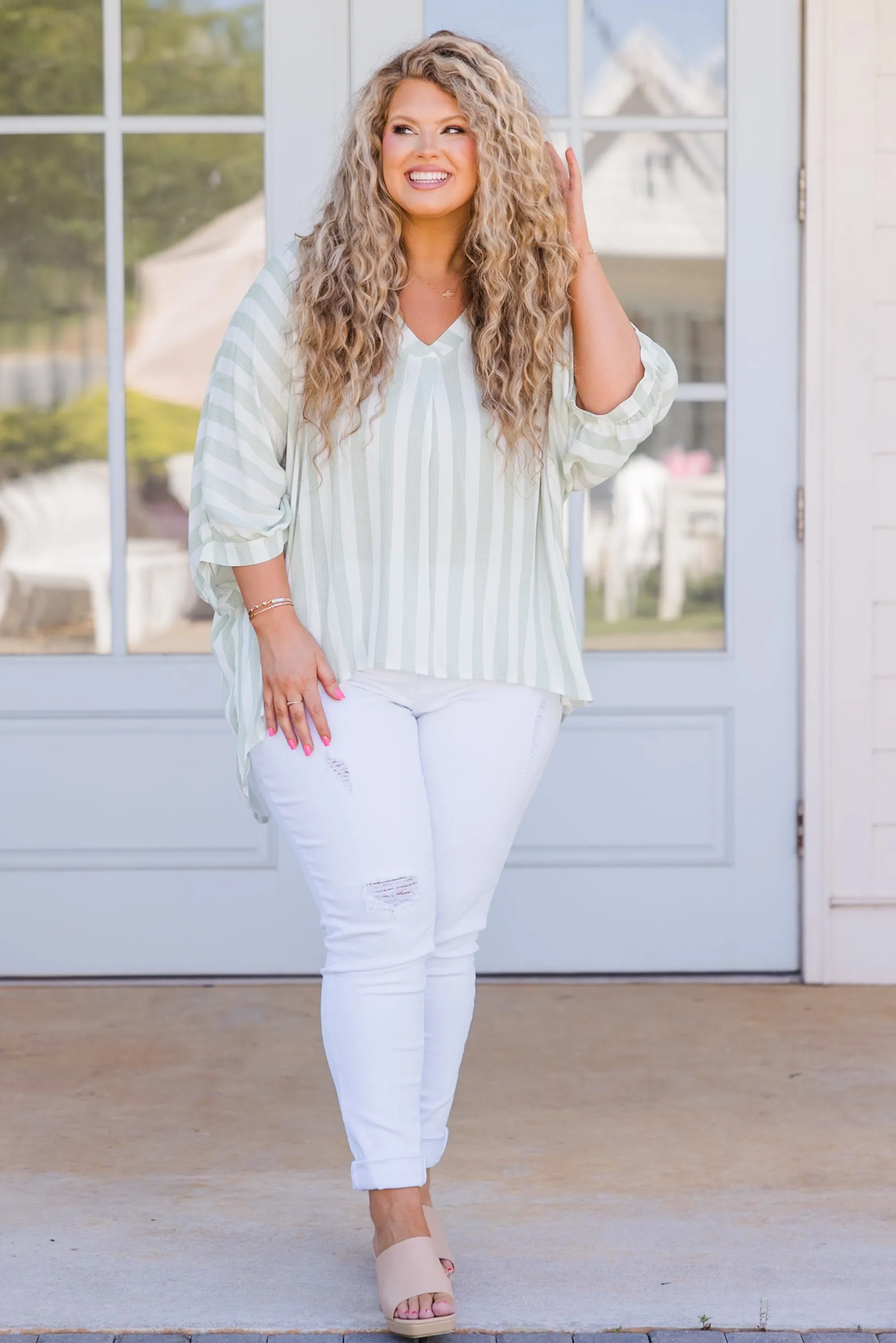 Everyday Stripe Top, Green