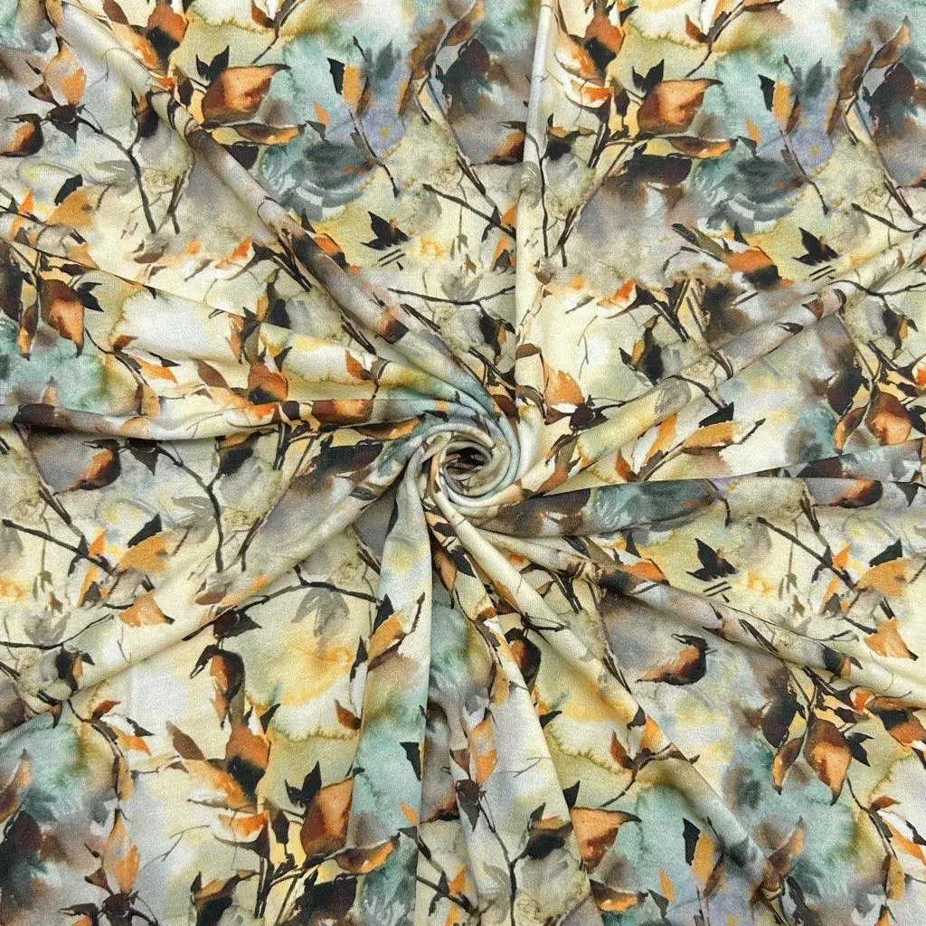 Fall Leaves Bamboo Jersey Fabric