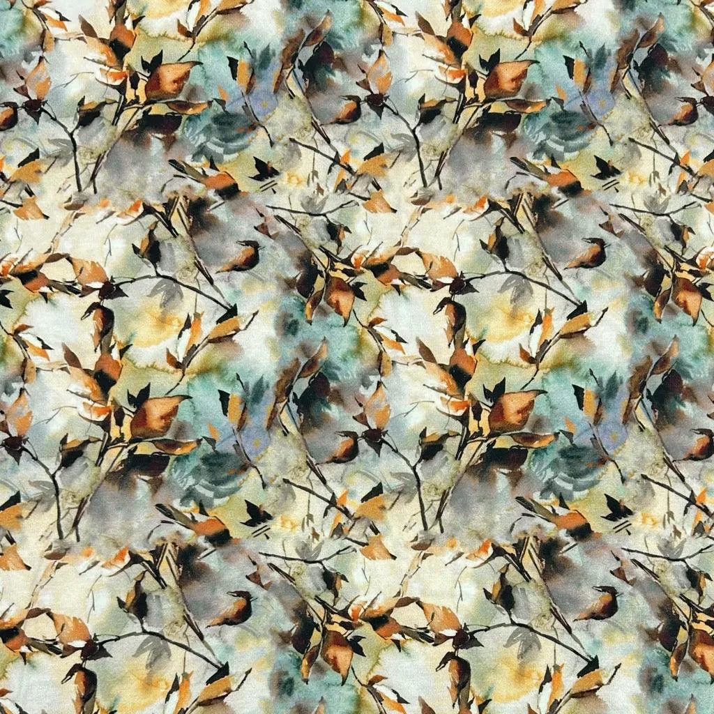 Fall Leaves Bamboo Jersey Fabric