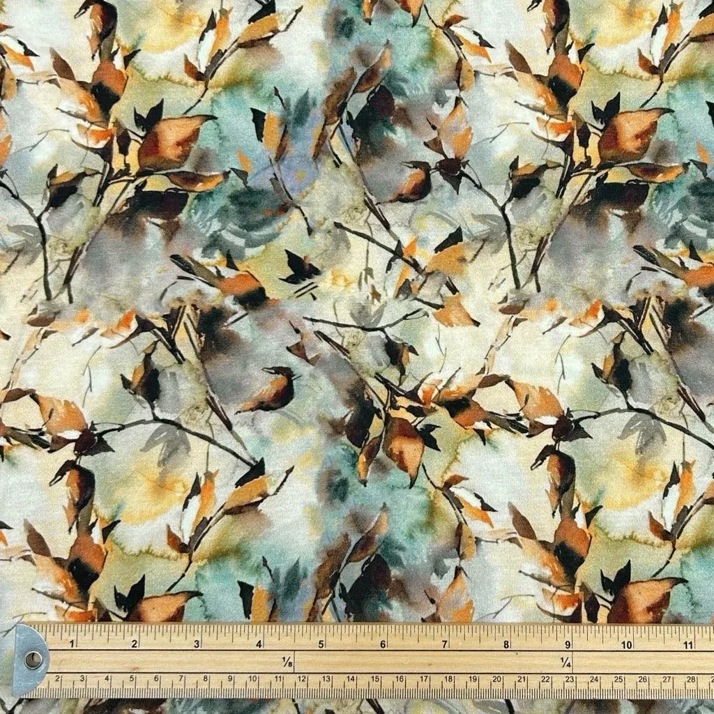 Fall Leaves Bamboo Jersey Fabric