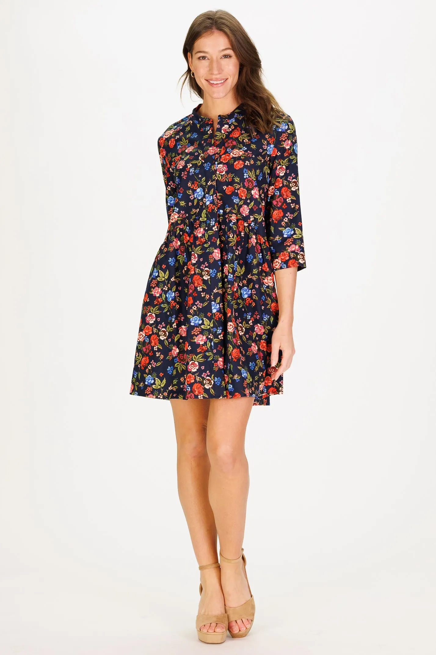 Farah Dress in Midnight Garden Twill