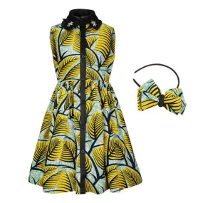GIRLS ANKARA SHIRT DRESS WITH BOW