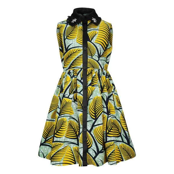GIRLS ANKARA SHIRT DRESS WITH BOW