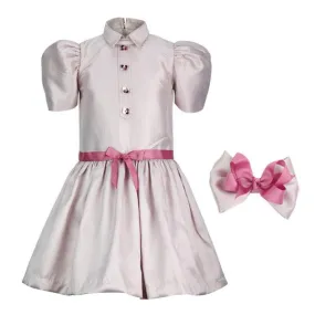 GIRLS DROP WAIST DRESS WITH HAIRBOW