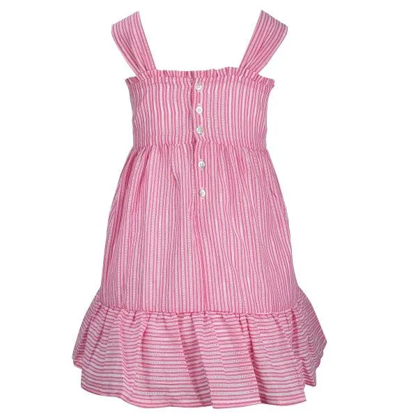 GIRLS PINK STRIPE STRAP DRESS