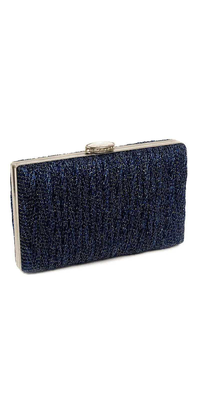 Glitter Pleated Texture Handbag with Rhinestone Top Closure
