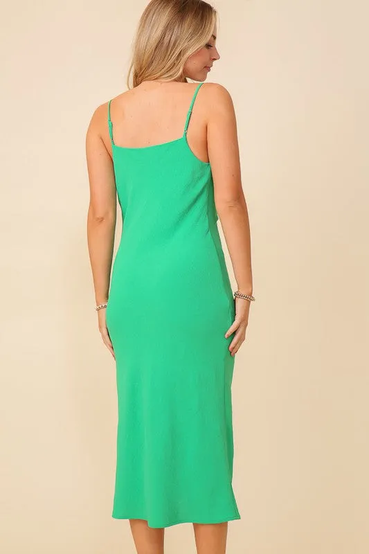 Green Brooklyn Airflow Cowl Neck Midi Dress