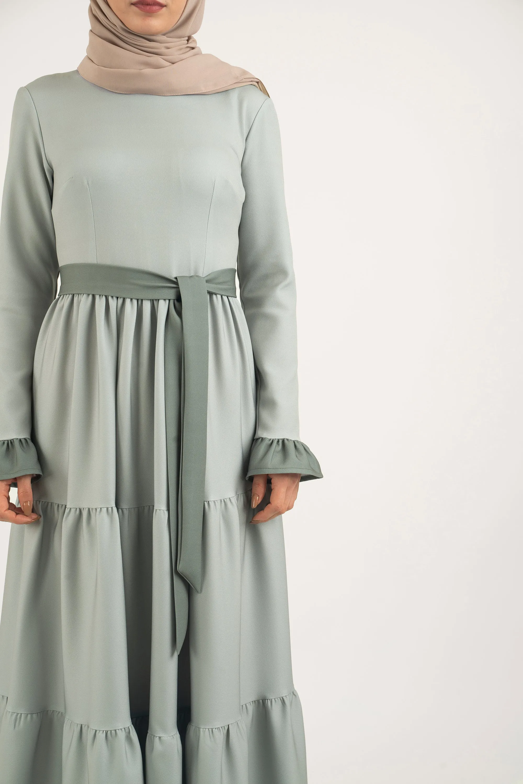 Green Shades Pleat Dress