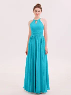 Halter Long Chiffon Dress of Bridesmaids Jade Plus Size