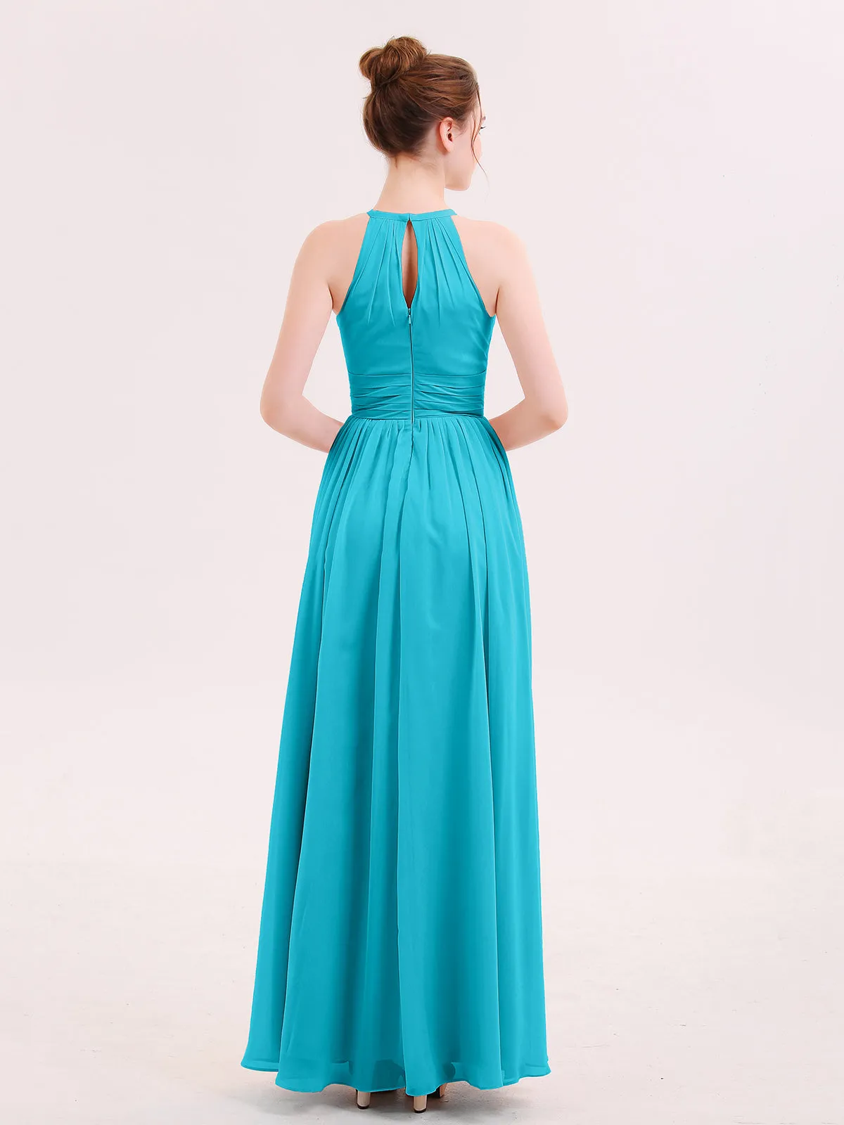 Halter Long Chiffon Dress of Bridesmaids Jade Plus Size