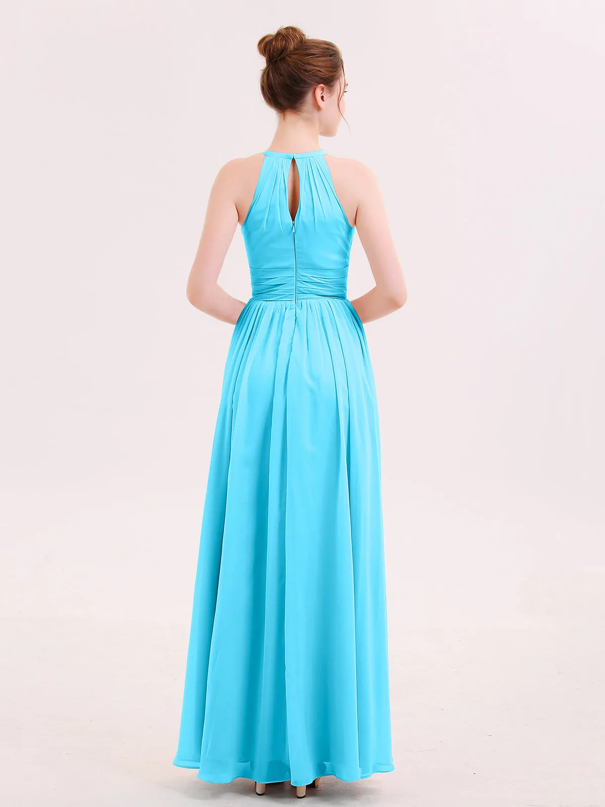 Halter Long Chiffon Dress of Bridesmaids Pool Plus Size