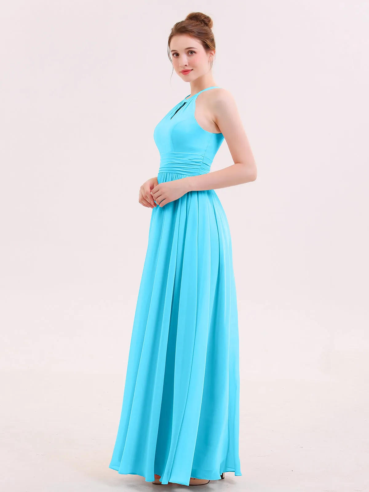 Halter Long Chiffon Dress of Bridesmaids Pool Plus Size