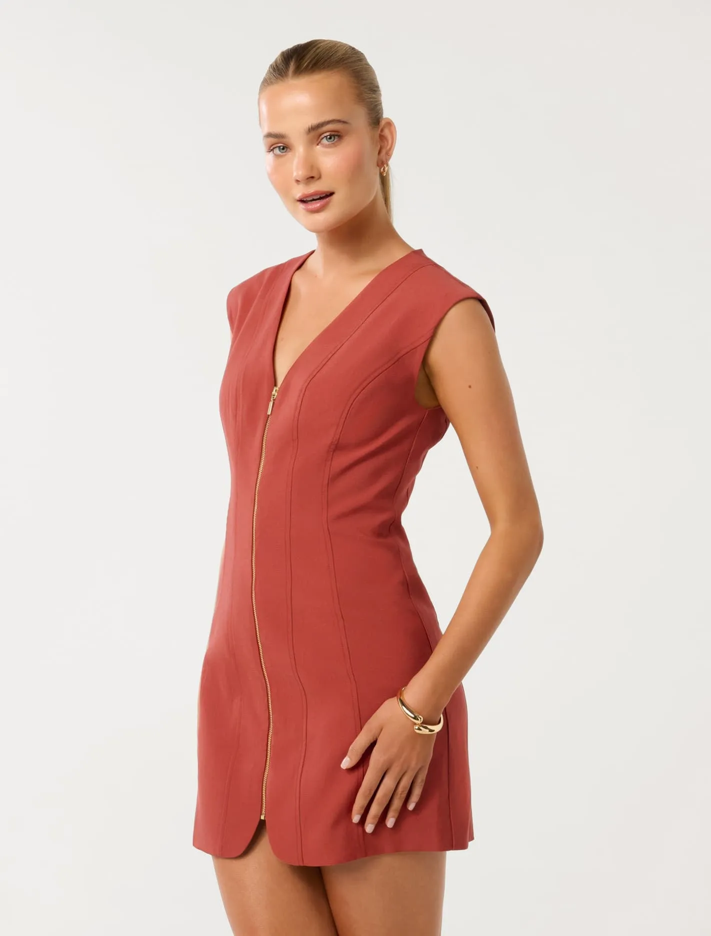 Hannah Zip Front Mini Dress