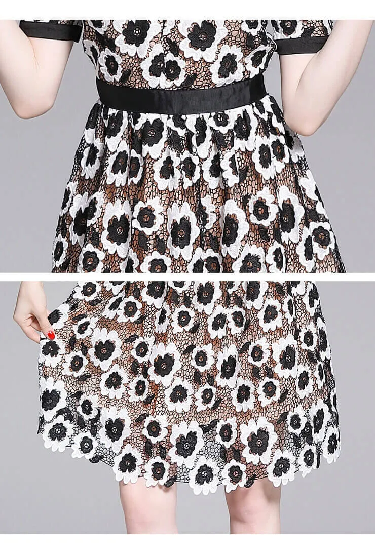 Hepburn Black And White Lapels Shirt Dress