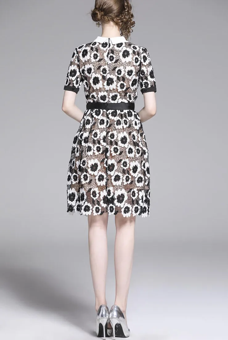 Hepburn Black And White Lapels Shirt Dress