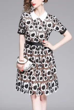 Hepburn Black And White Lapels Shirt Dress