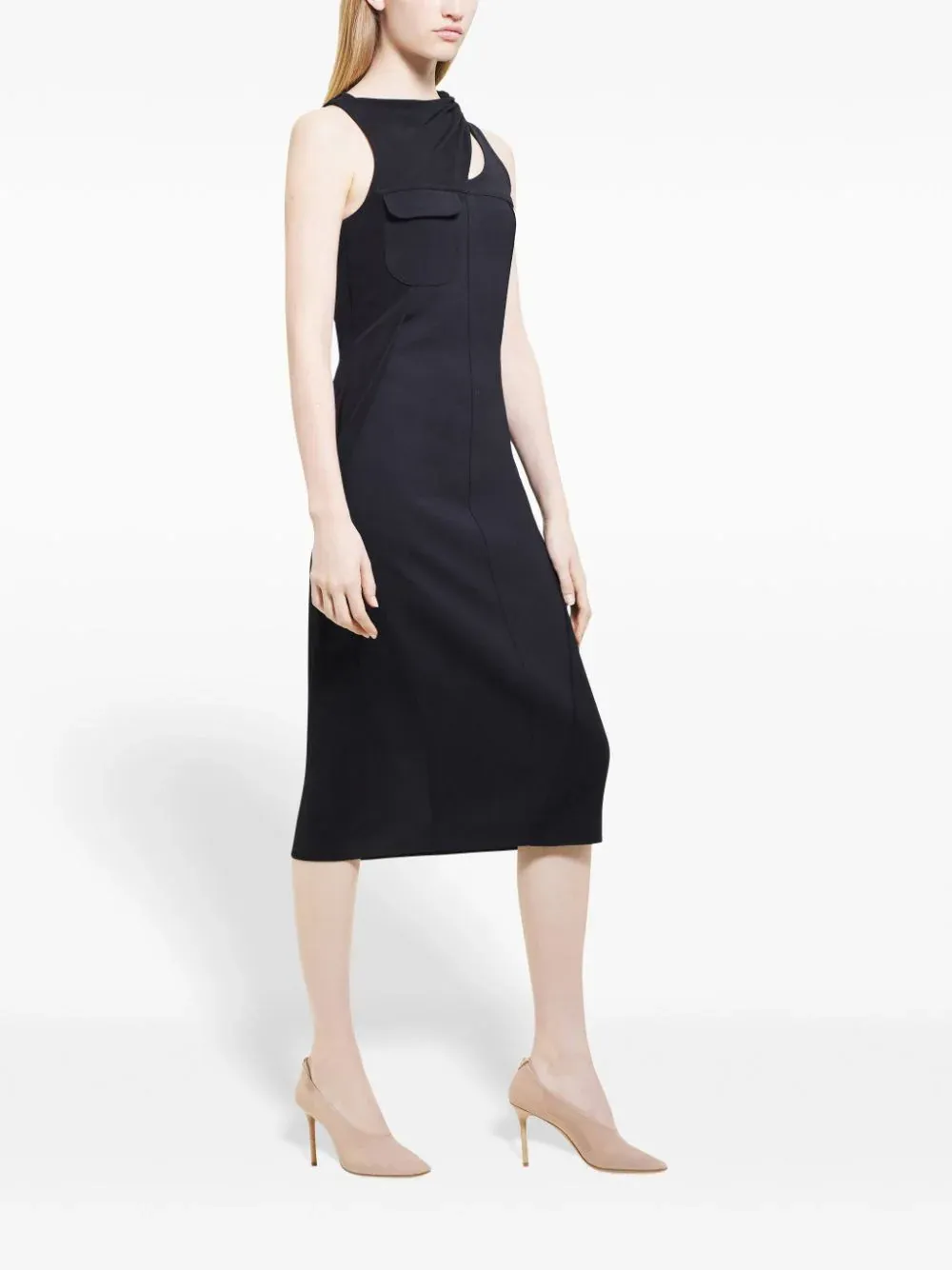 Knot Tailored Wool Long Dress