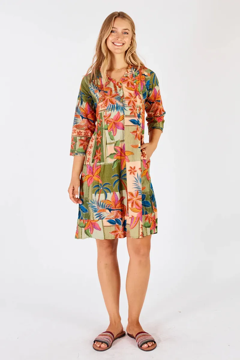 Lula Life Jemma Tuck Dress Olive