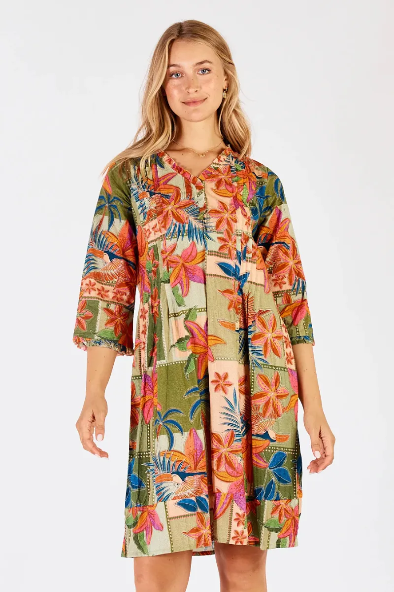 Lula Life Jemma Tuck Dress Olive