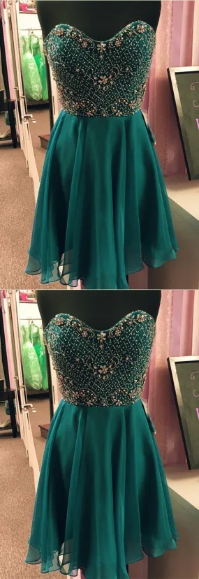 Luxurious Beaded Homecoming Dresses Chiffon Presley Sweetheart HH11621