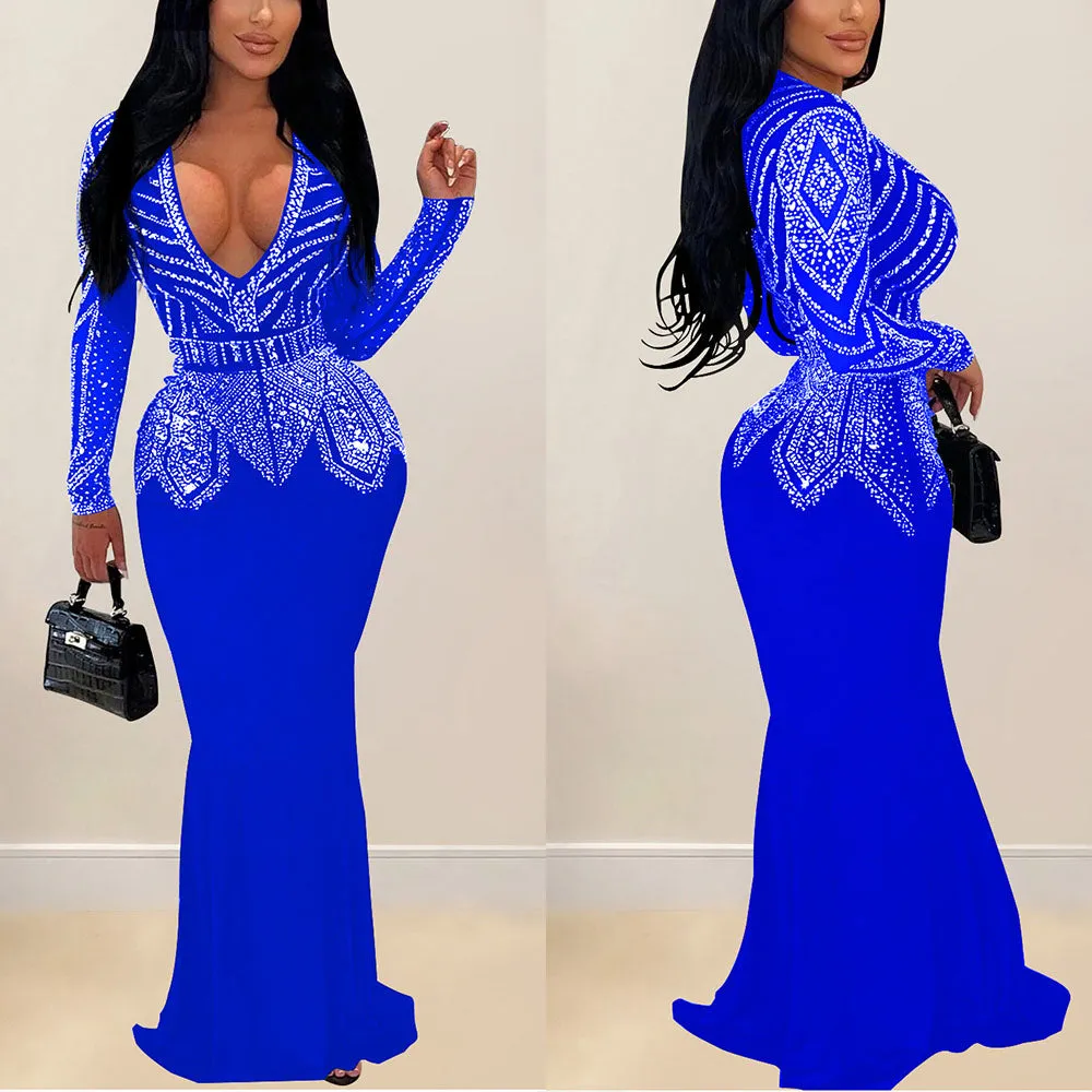 MALYBGG Stylish Sequins And V-Neck Dresses 7003LY