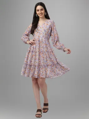Masakali.co dresses for womens  Cream Purple Color