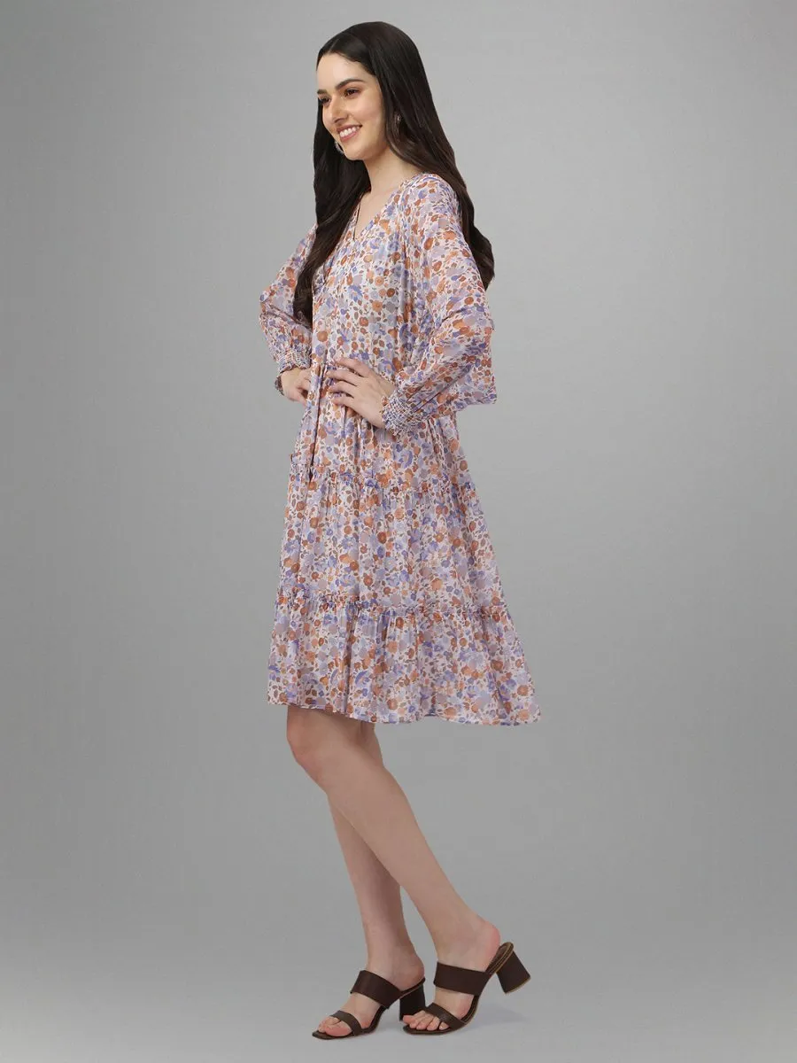 Masakali.co dresses for womens  Cream Purple Color