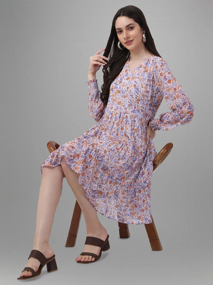 Masakali.co dresses for womens  Cream Purple Color