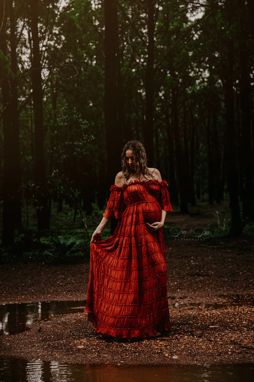 Maternity Photoshoot Dresses - Rustic Red Chiffon Dress - 4 DAY RENTAL
