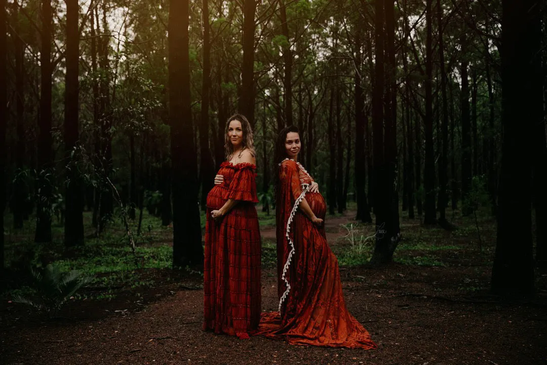 Maternity Photoshoot Dresses - Rustic Red Chiffon Dress - 4 DAY RENTAL