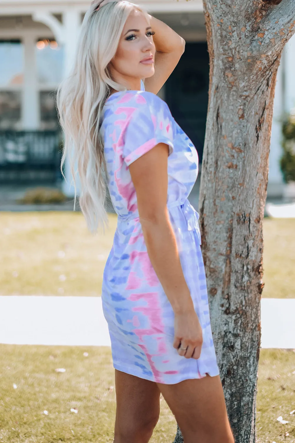 Mommy & Me Women Tie-Dye Belted T-Shirt Dress