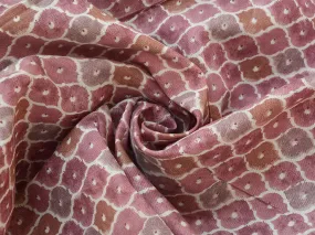 Pink & Cream Geometric Premium Modal Chanderi Silk Fabric