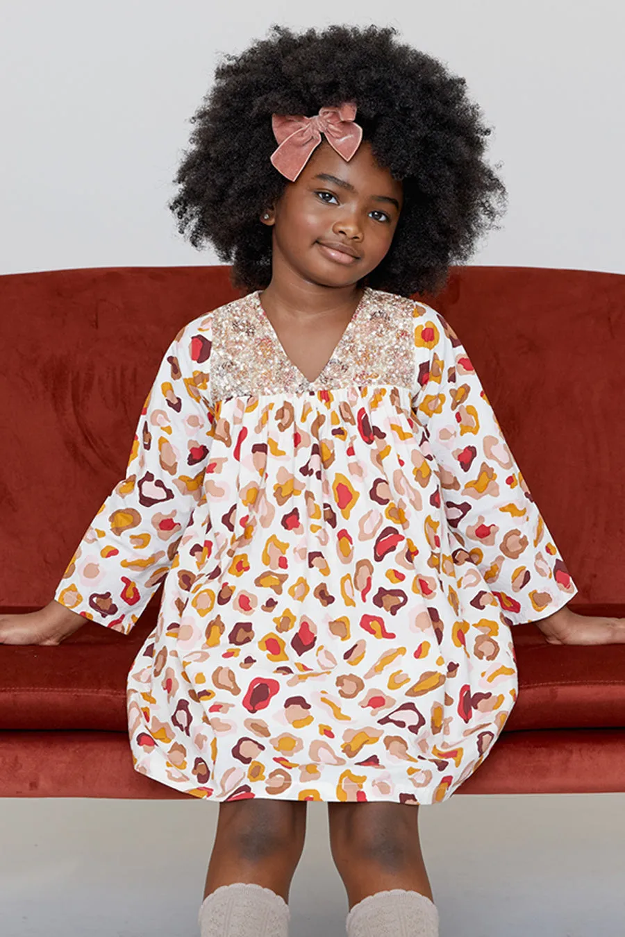 Pink Chicken Girls Dress Courtney Multi Leopard (Size 12 left)