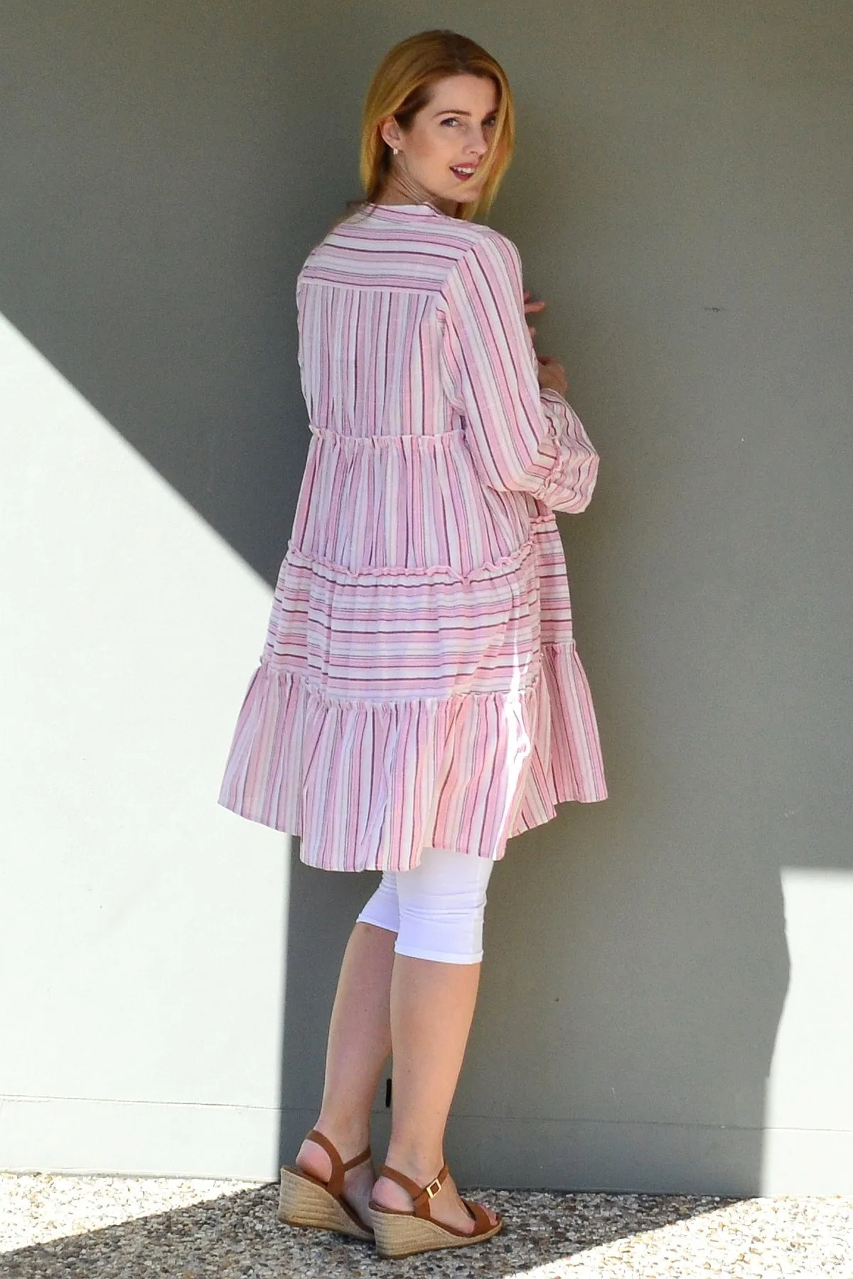 Pink Striped Delight Summer Tunic Dress