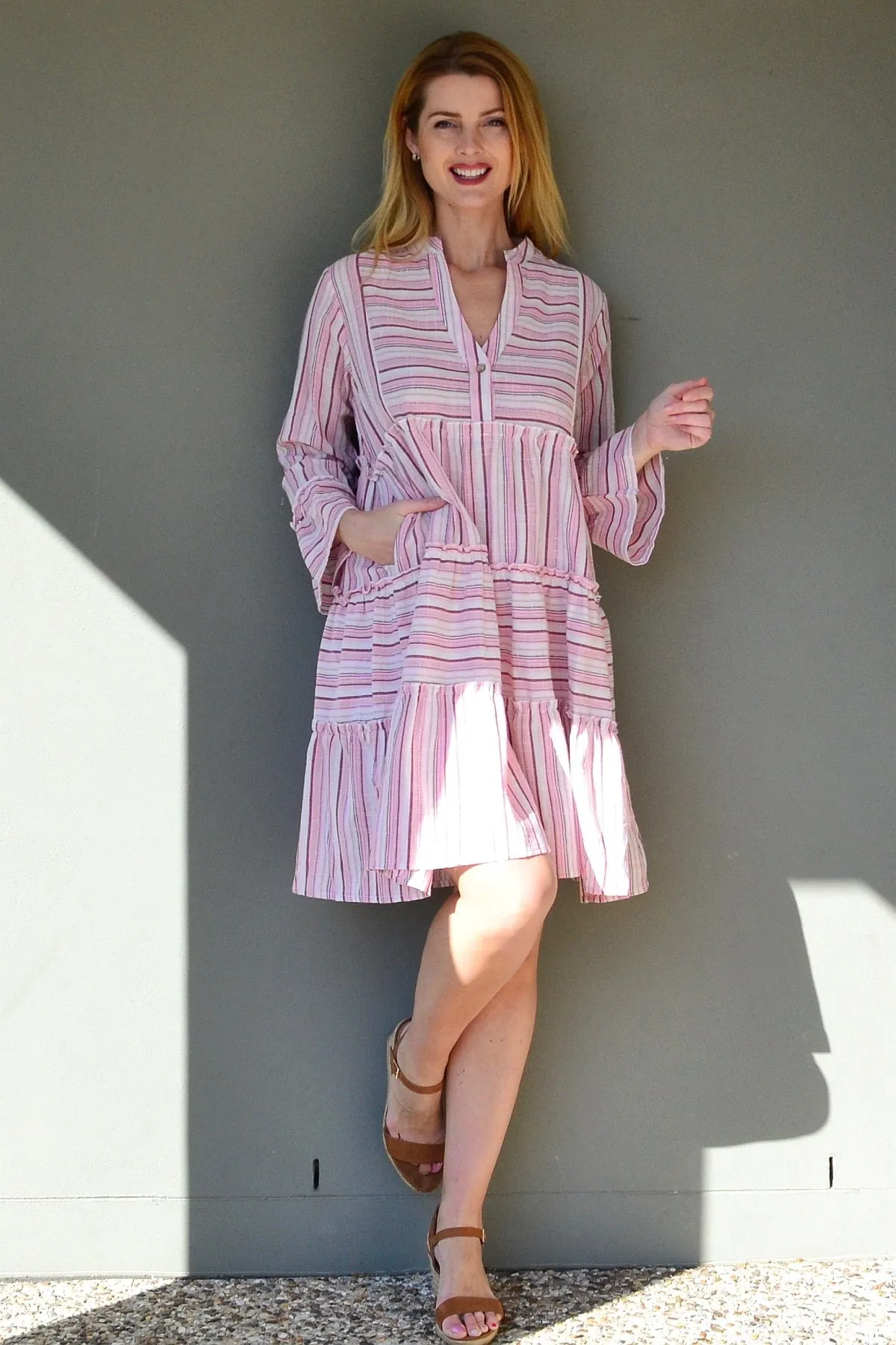 Pink Striped Delight Summer Tunic Dress
