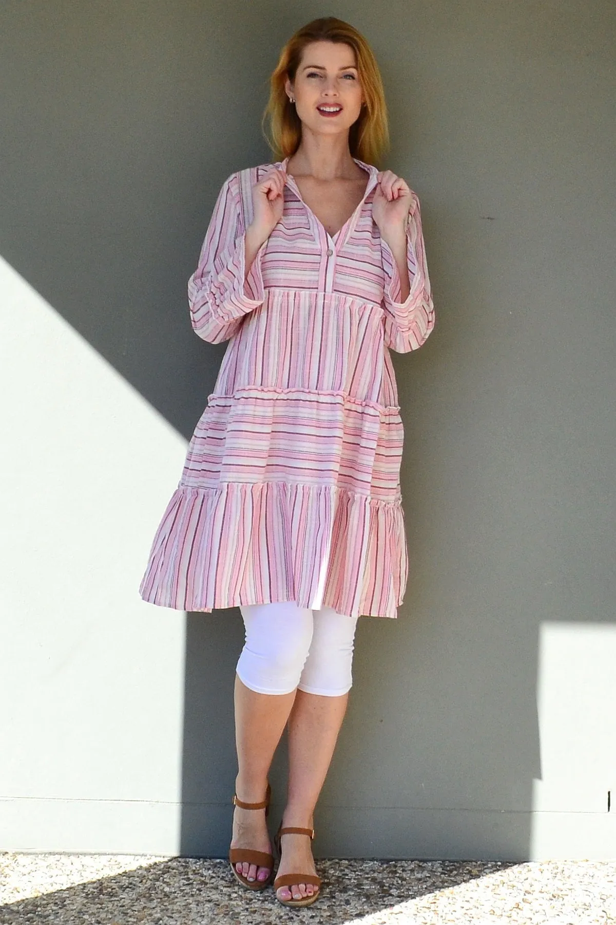 Pink Striped Delight Summer Tunic Dress