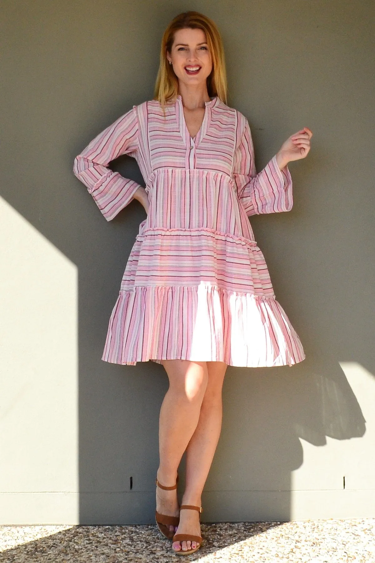 Pink Striped Delight Summer Tunic Dress