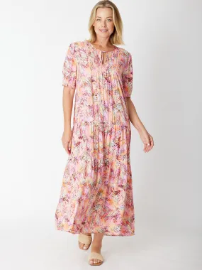 Pintuck Maxi Dress - 30166 Pink/Print