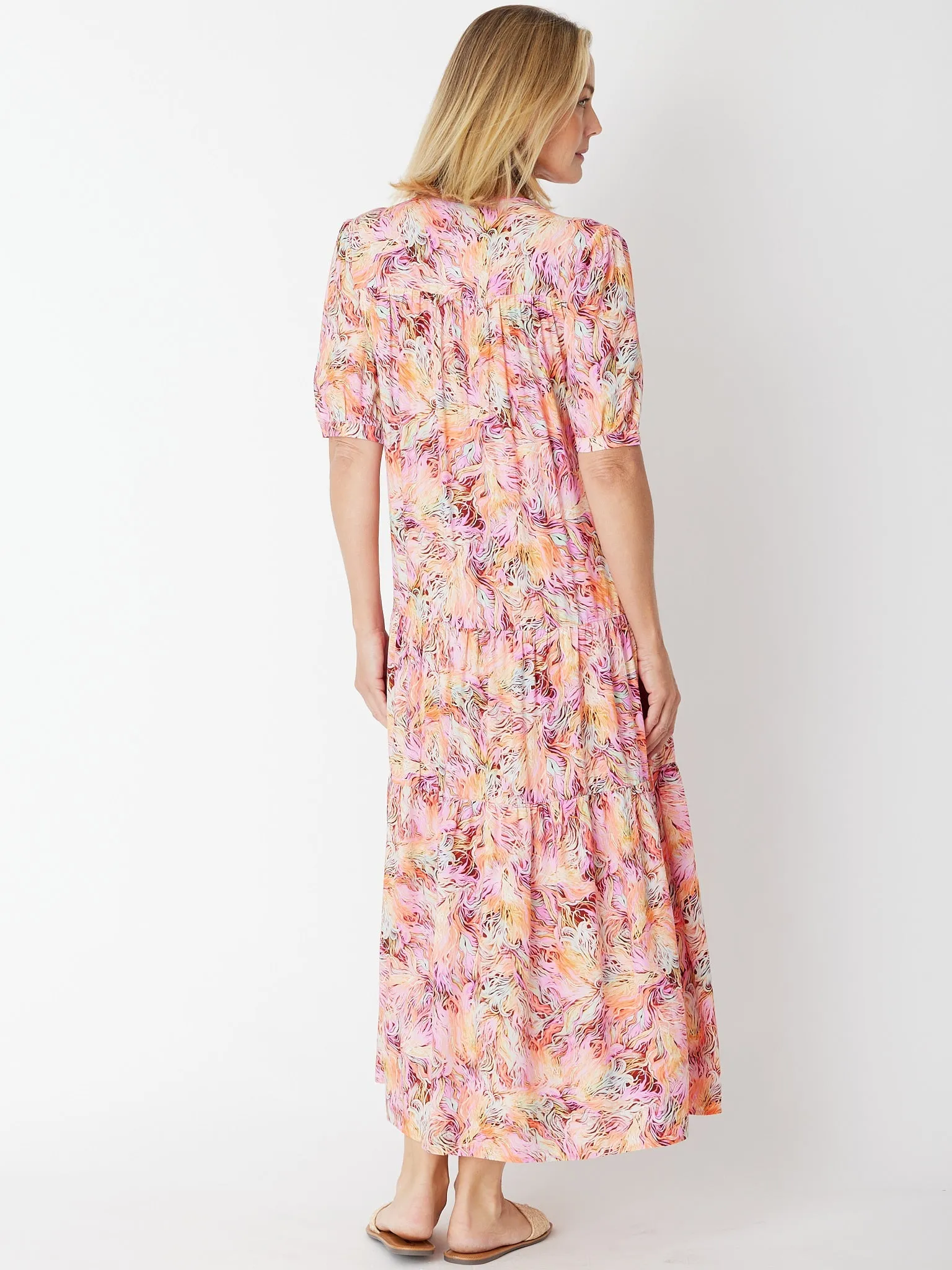 Pintuck Maxi Dress - 30166 Pink/Print