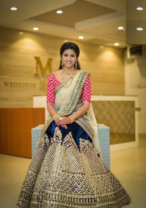 Reception Bridal Dress In Blue And Shoking Pink Stylish Colors.# B 2010