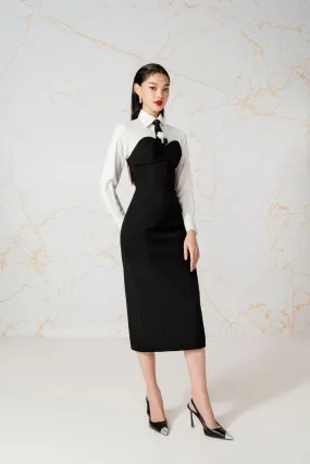 Richard Strapless Heart Neck Burlap Midi Set